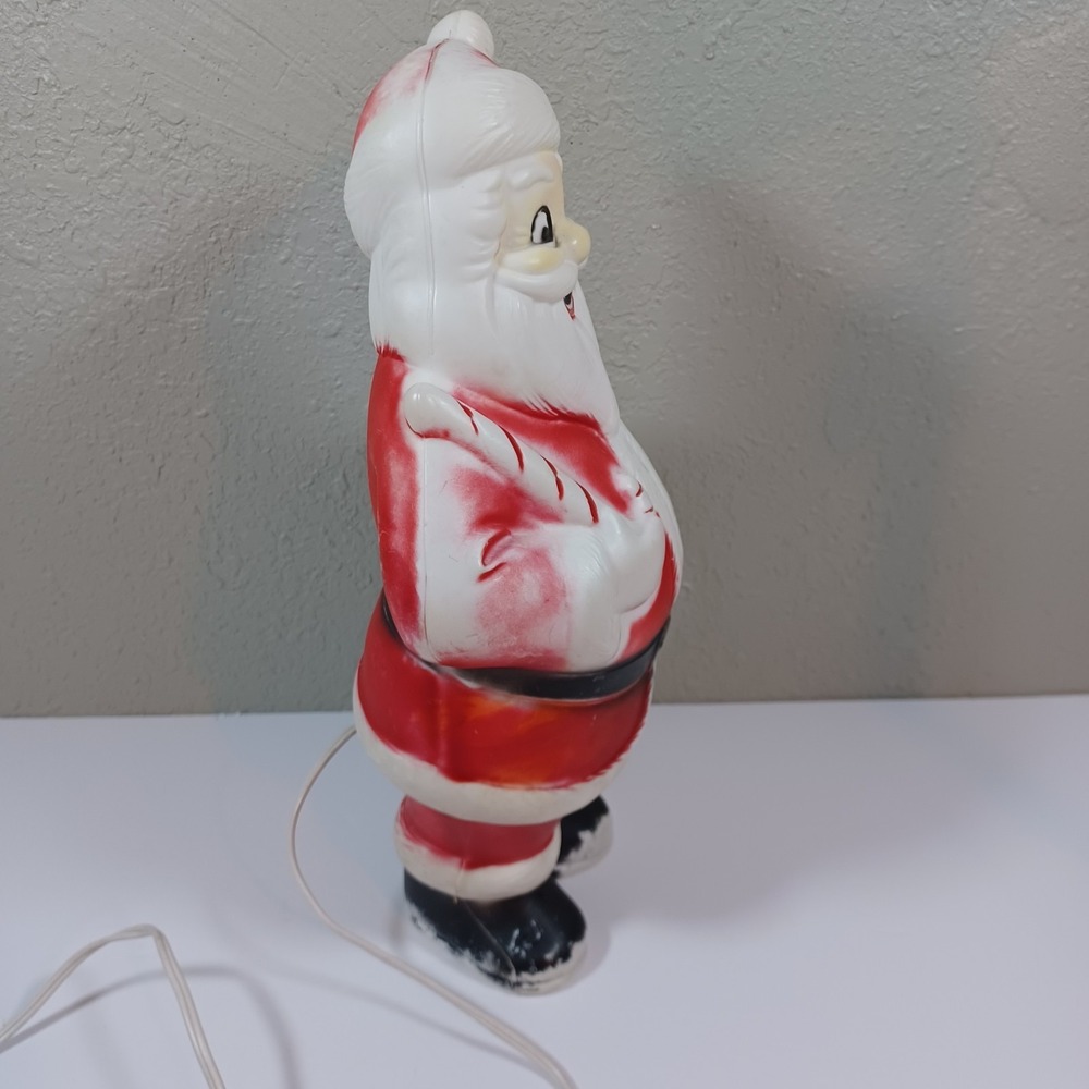 RARE  Lidco 1960's Vintage Blow Mold Santa With Candy Cane 13-1/2" Works Great! - Picture 6 of 9